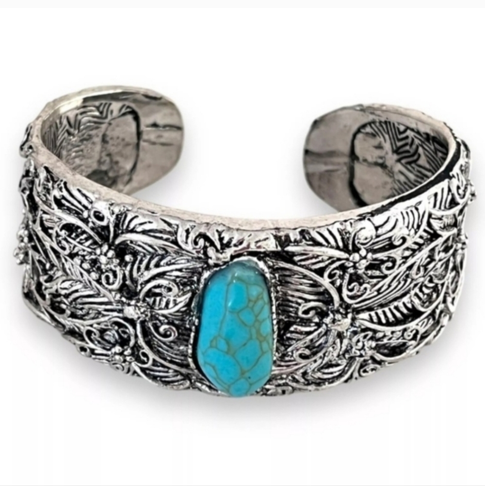 Southwestern Style Turquoise Boho Cuff Bracelet